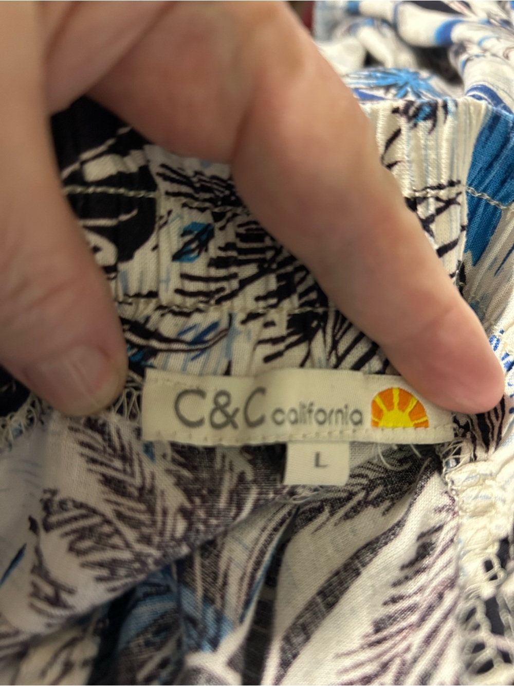 C & C California Linen Blend Beach Theme Wide Leg Pull-up Pants - Large - Picture 3 of 8